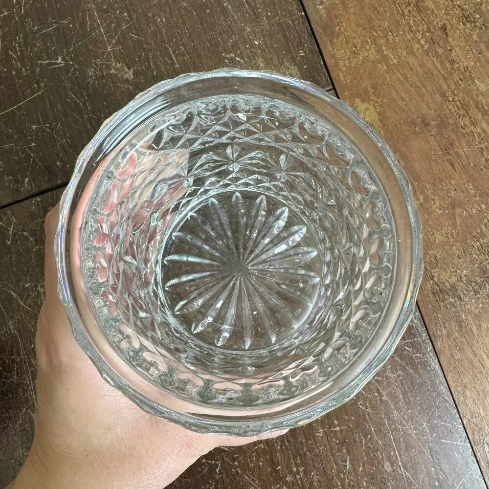 Vintage Cut Crystal Biscuit Jar NO LID Utensil Storage Container